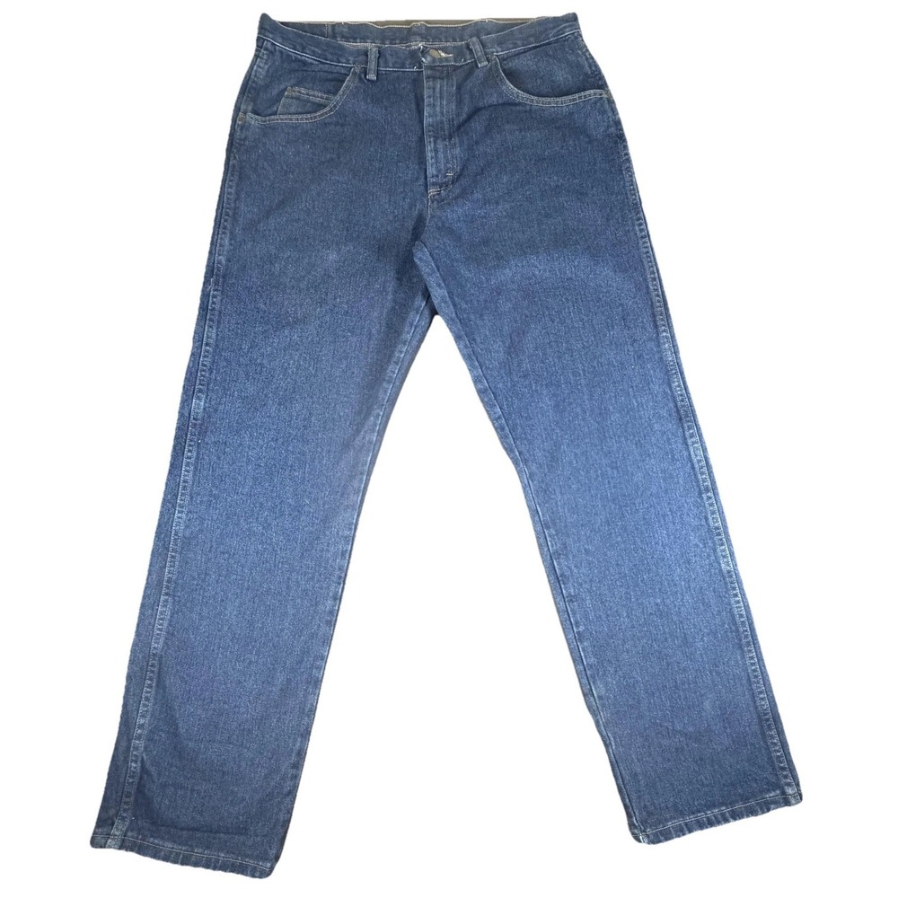 Wrangler Jeans Mens 36x32 Medium Wash Blue Regular Straight Denim 35BRCAI